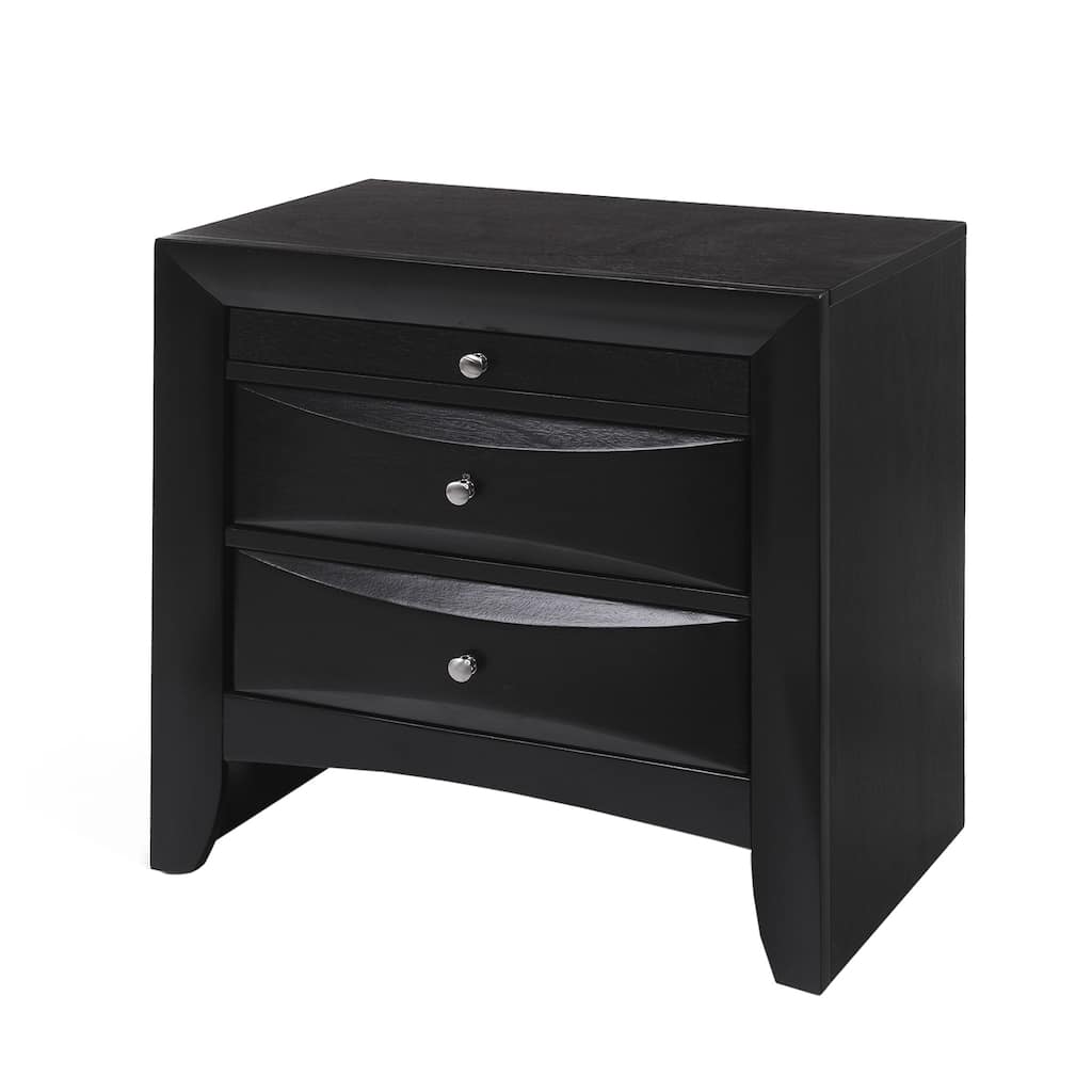 Wooden Nightstand with 2 Drawers and 1 Tray