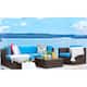 6 Pieces Patio Furniture Set Outdoor Sectional Sofa Conversation Set - Blue