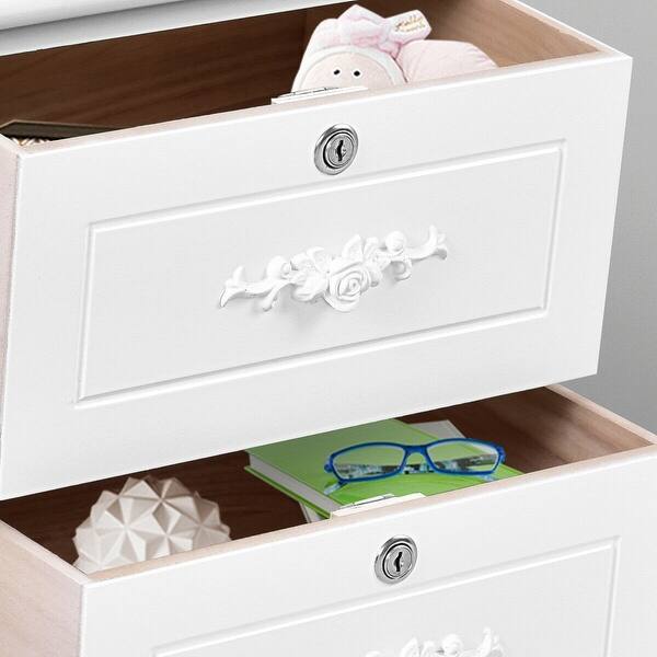Shop Solid Wood Elegant Storage Nightstand W 2 Locking Drawers White Overstock 28423684
