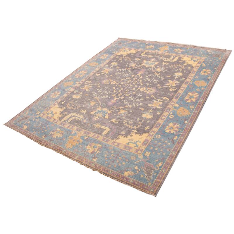ECARPETGALLERY Hand-knotted Modern Oushak Dark Grey Wool Rug - 11' 10" x 15'