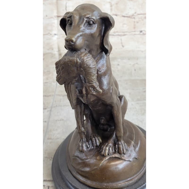 Moigniez Labrador Hunting Dog Duck Bronze Figurine Art Deco Animal Figure Decor