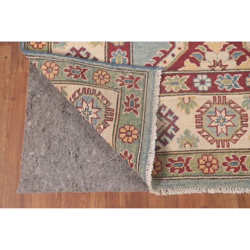 Light Blue Traditional Kazak Area Rug Hand-Knotted Wool Carpet - 6'10" x 10'0"