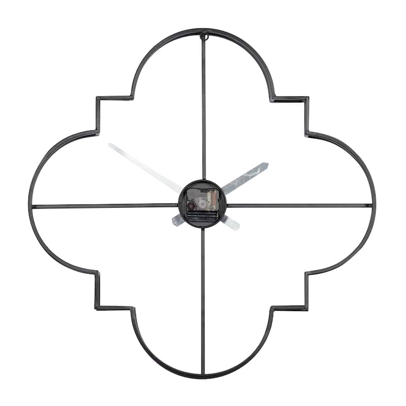 CosmoLiving by Cosmopolitan Gold or Black Metal Open Frame Quatrefoil Wall Clock - 24 x 3 x 24