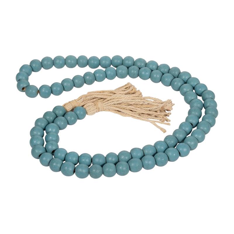 84"Lx1" Diameter Beads on Natural Jute, Wood Beaded Garland, Brown Finish, Decorative Wood Beads for Rustic Home Decor