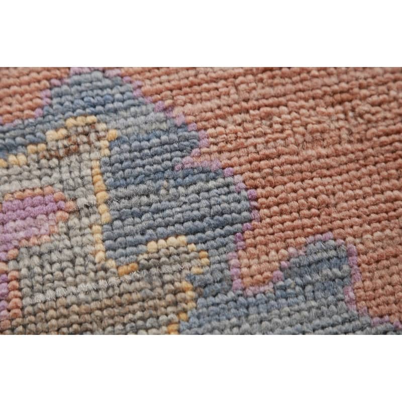 Hand Knotted Oriental 100% Wool Carpet Transitional All-Over Coral Oushak Area Rug - 10' 0'' X 8' 0''