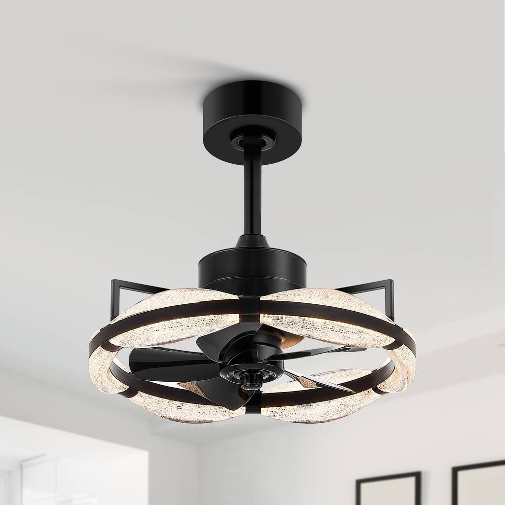 20-IN Black LED Ceiling Fan with Light and Remote(5 blade)