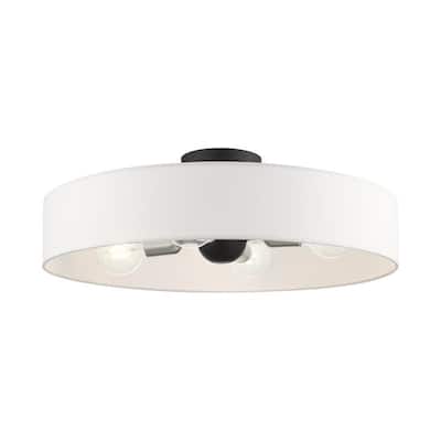 Livex Lighting 4-Light Black Semi Flush Mount, 46928-04 - 22" DIA X 7" H