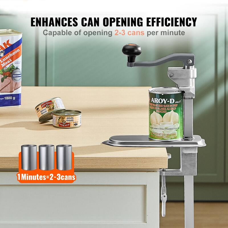 UIMOSO Manual Can Opener, Commercial Table Clamp Opener for Large Cans, Heavy Duty Can Opener with Base