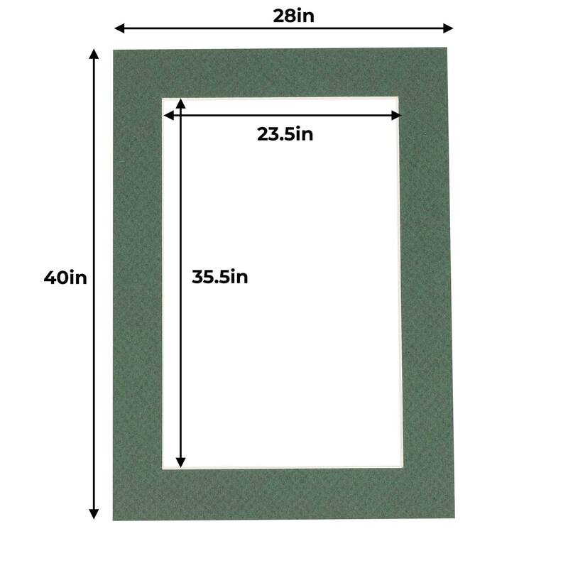 24x36 Mat for 28x40 Frame - Precut Mat Board Acid-Free Hunter Green 24x36 Photo Matte For a 28x40 Picture Frame