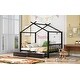 preview thumbnail 13 of 16, Full Size Metal House Platform Bed with Two Drawers,Headboard and Footboard,Roof Design