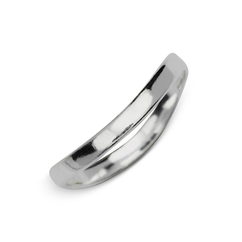 Sterling Silver Polished Wave Thumb Band Ring - White