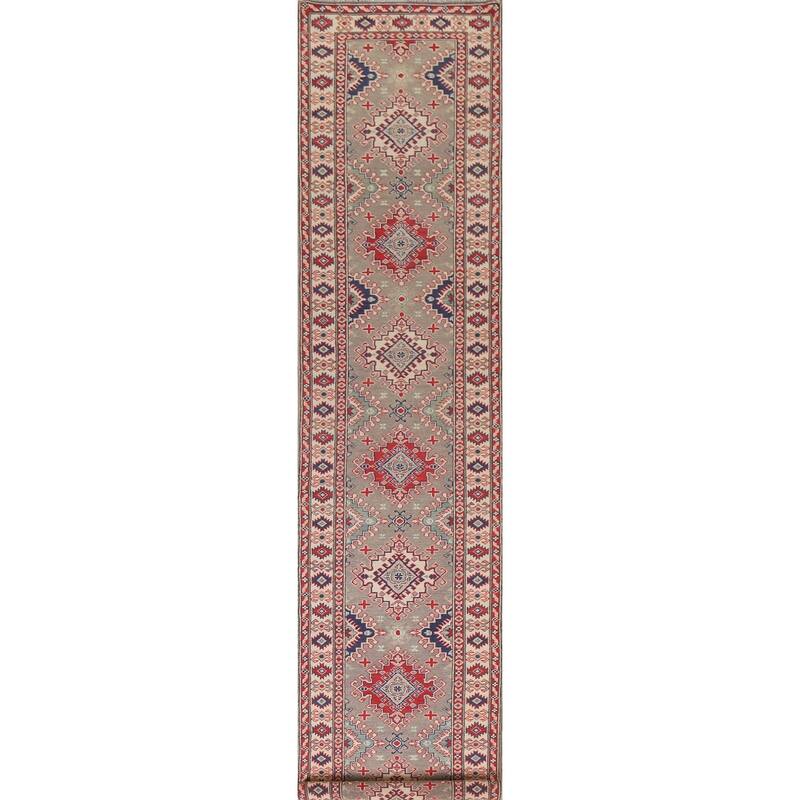 Hand Knotted Oriental 100% Wool Carpet Traditional Geometric Brown Kazak Runner Rug - 15' 11'' X 2' 8''