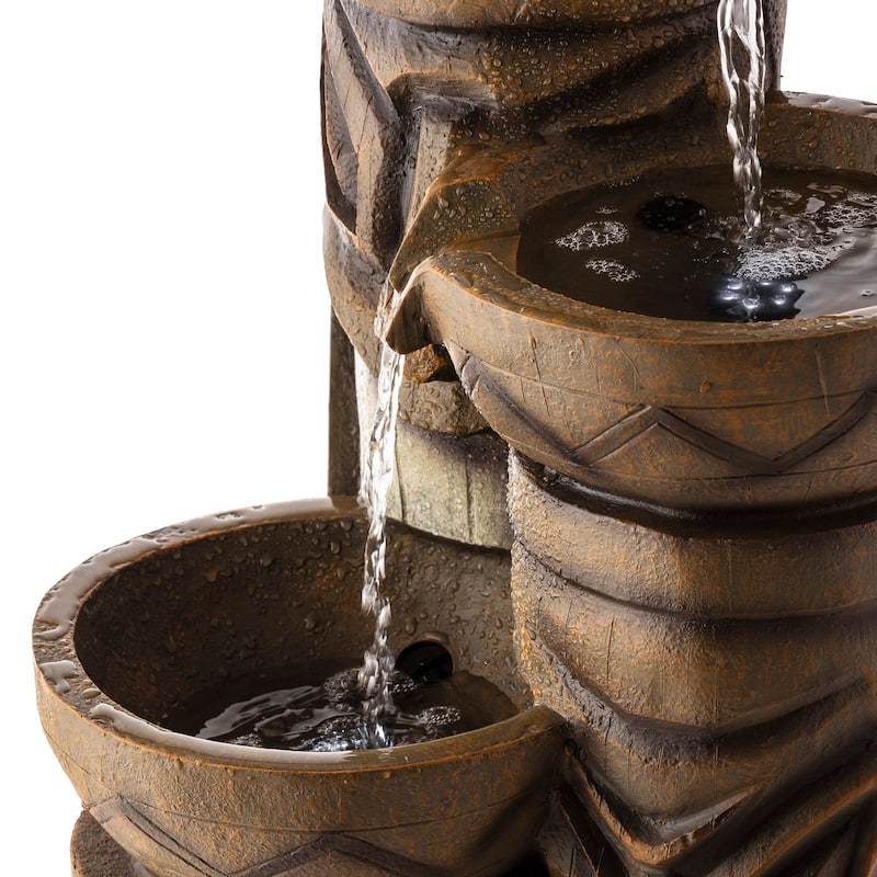 Decorative Indoor or Outdoor Tiki Fountain with LED Lights