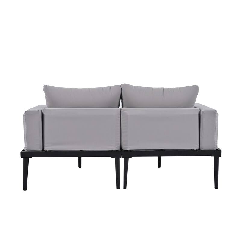 Modern Outdoor Patio Metal Daybed with Wood Topped Side Spaces