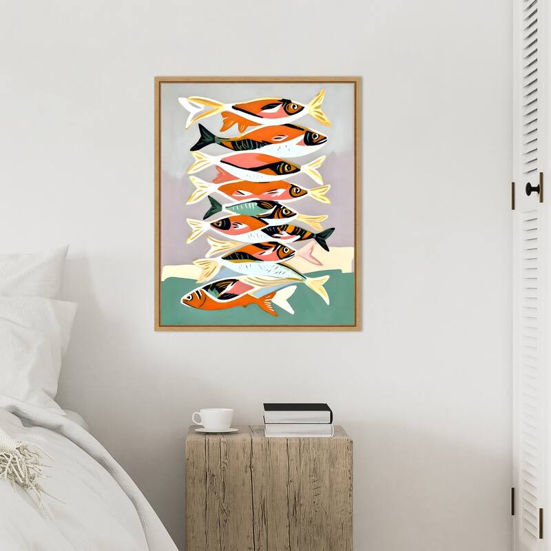 Sardines Meetup by Uma Gokhale Framed Canvas Wall Art