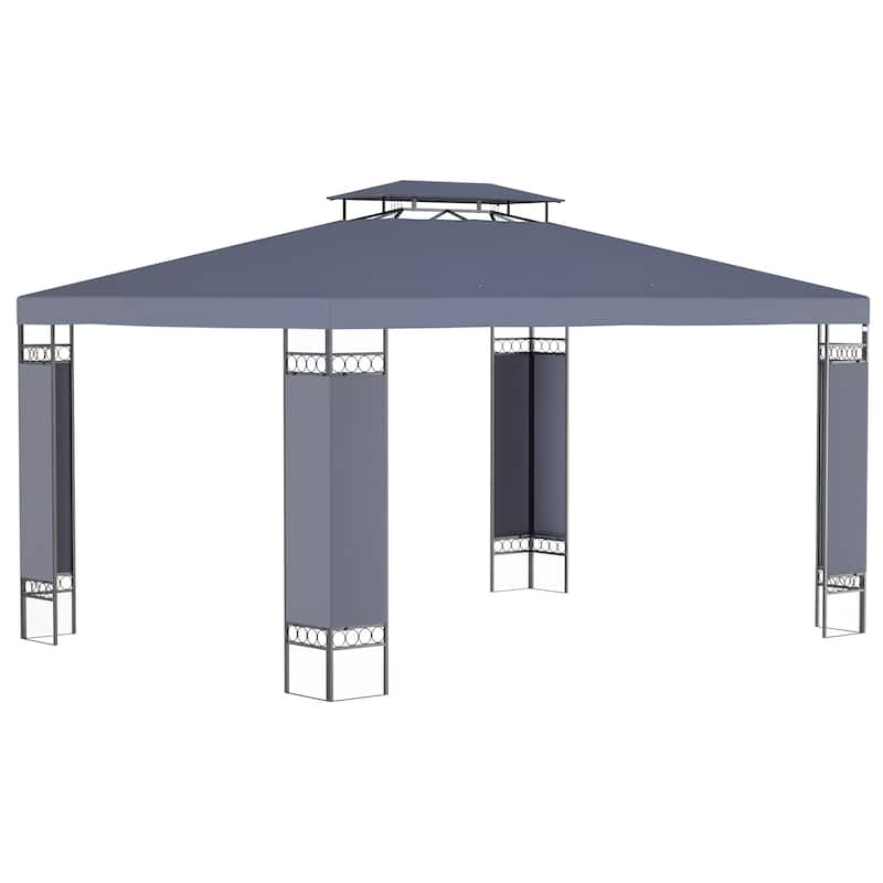 Outsunny 13' x 10' Patio Gazebo Outdoor Canopy Shelter with Double Vented Roof, Steel Frame for Lawn Backyard and Deck