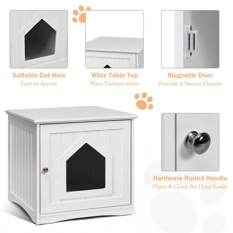20"Brown Wooden Cat Litter Box End Table