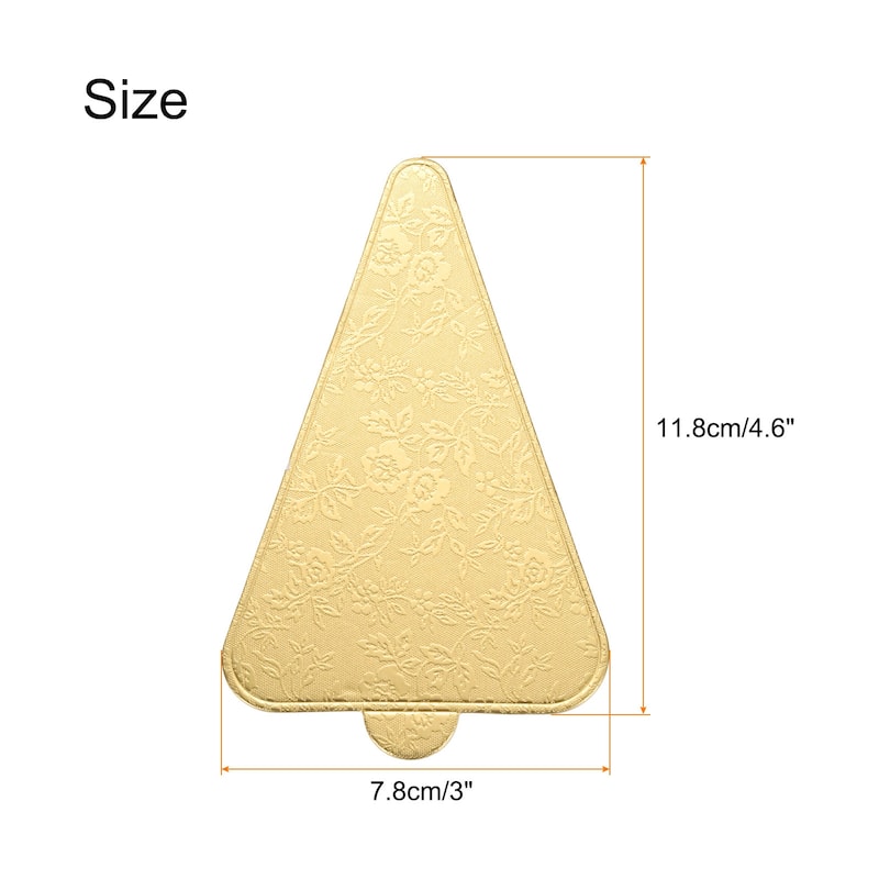 200pcs Mini Cake Boards, Mousse Cake Cardboards Triangle for Cake Bases - Floral Gold
