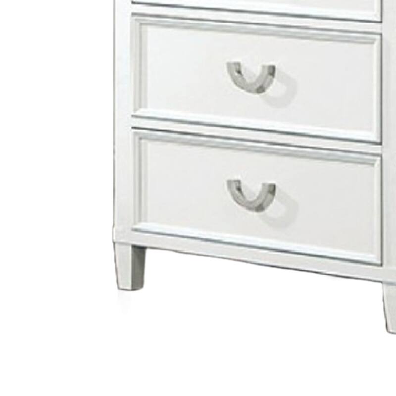 Kiki Wide Dresser with 6 Drawers, Bracket Feet, White Solid Wood