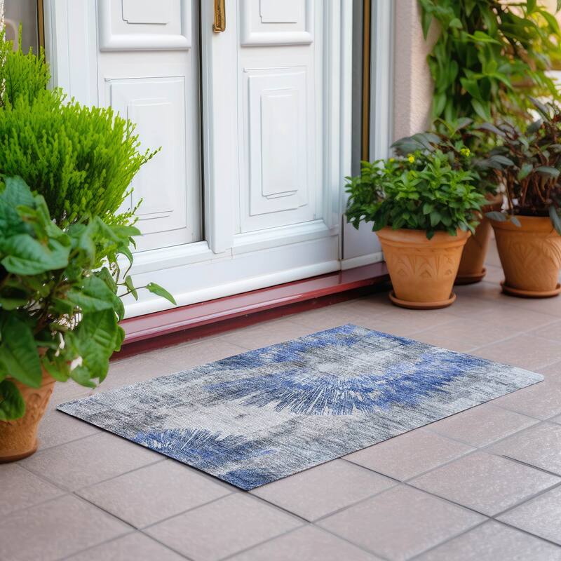 Machine Washable Indoor/ Outdoor Chantille Contemporary Starburst Rug - Blush - 1'8" x 2'6"