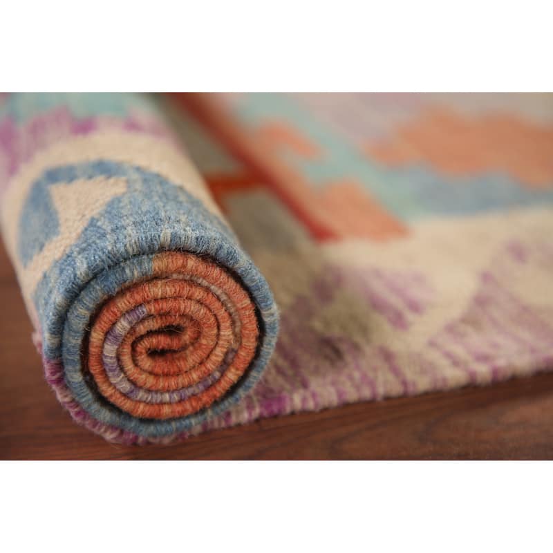 Reversible Kilim Oriental Accent Rug Hand-Woven Wool Carpet - 3'3"x 5'0"