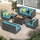 preview thumbnail 115 of 154, FINCATI Outdoor High-back Wicker Patio Sectional Set, 500 lbs Luxury Oversized Conversation Set, Spacious Couch Set