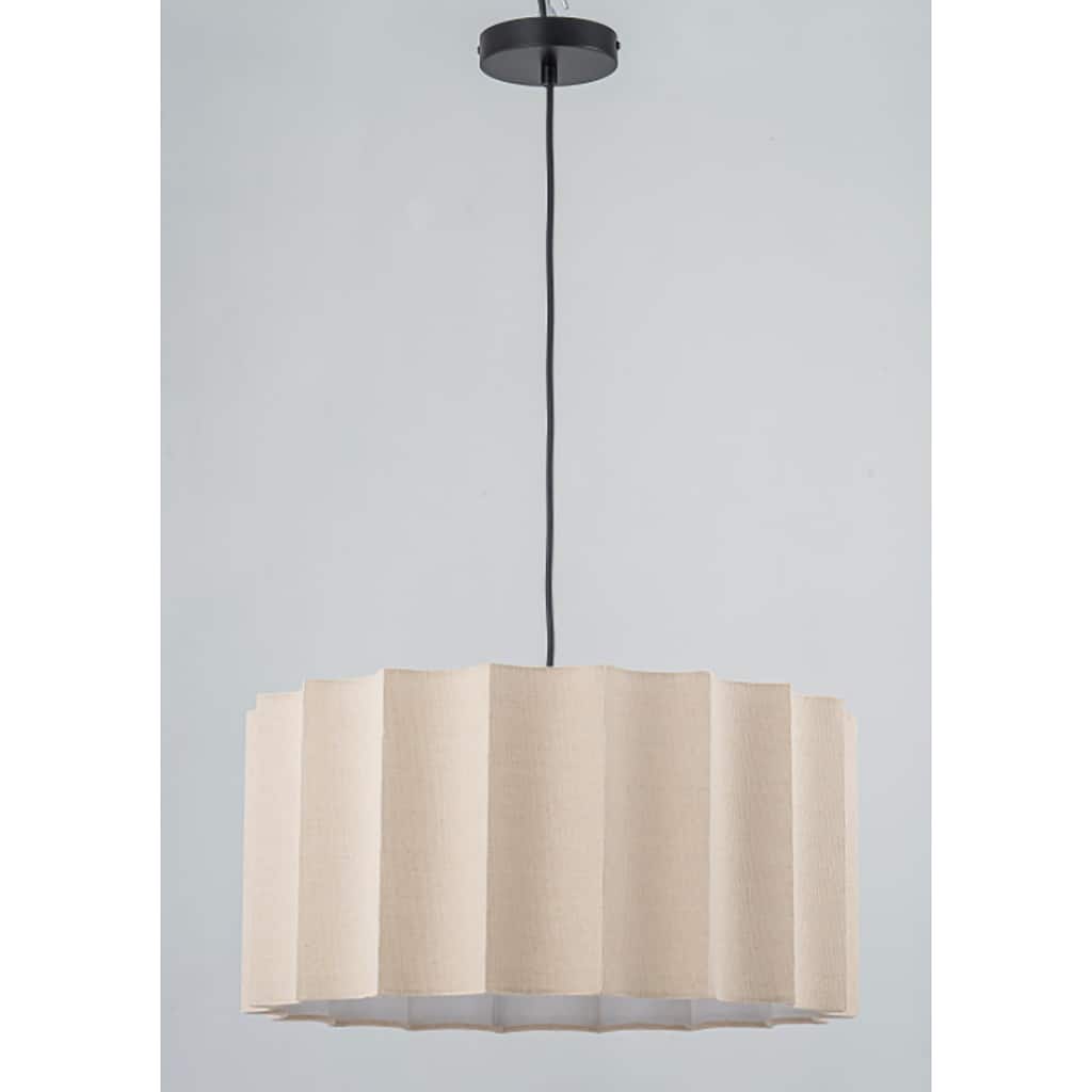 1-Light Fabric Drum Chandelier Pendant Light for Kitchen Island - Linen