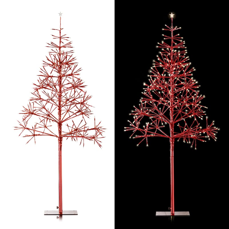 Alpine Corporation 53"H Indoor/Outdoor Artificial Christmas Tree with LED Lights