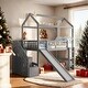 preview thumbnail 1 of 8, Friendly Design Twin Loft House Bed with Two Drawers and Slide, Maximized Space Saving, Health and Comfort, Grey Grey