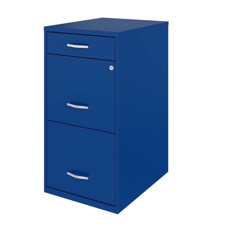 Space Solutions 18" Deep 3 Drawer Metal File Cabinet, Classic Blue