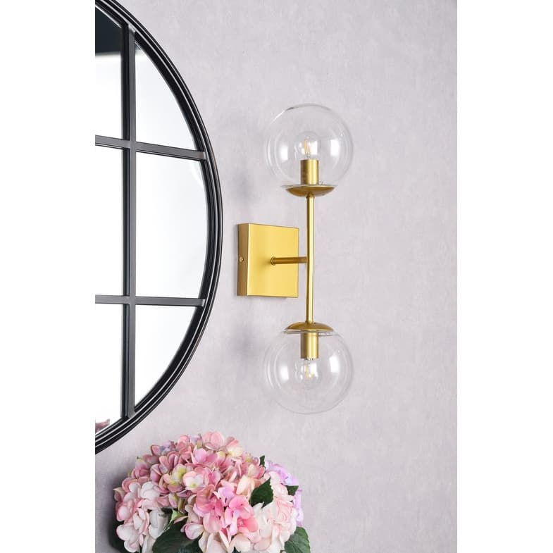 Nina 2 Light Clear Glass Wall Sconce