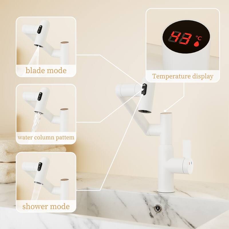 Topcraft Single Handle Bathroom Sink Faucet with 360° Swivel Faucet
