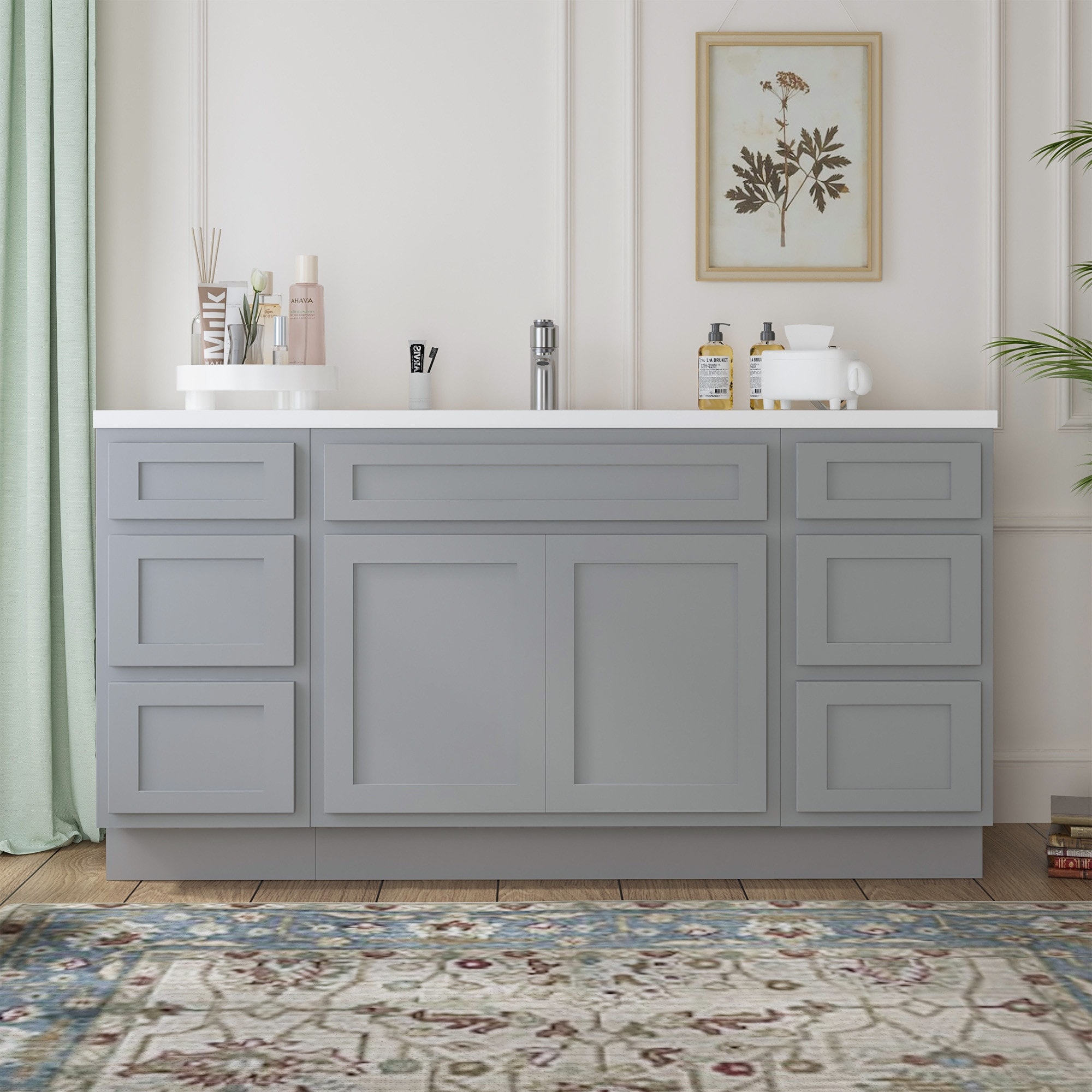 Vanity Art Montclair 60" Oak Freestanding Bathroom Vanity Cabinet without Top