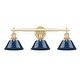preview thumbnail 2 of 0, Yep by Golden Lighting Orwell 3-light Vanity in Brushed Champagne Brass and Navy Blue shade - Gold
