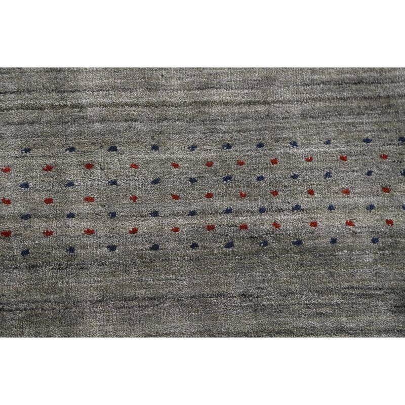 Striped Gabbeh Oriental Area Rug Handmade Green Wool Carpet - 8'10"x 11'7"