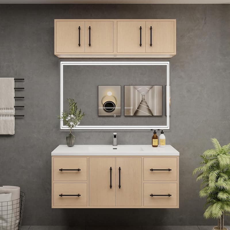 Victoria 48'' Wall-Mounted Vanity Set with Motion Sensor LED light Top Cabinet - 47.2 - Matte - Yellow Oak