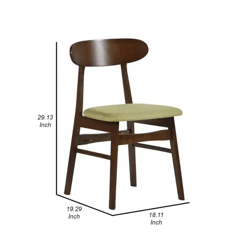 Brown/Green Fabric Upholstered Wood Frame Dining Chair, Set of 2, Sturdy Dining Chair for Dining Rooms - 17.5