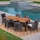 Tustin Outdoor 7 Piece Acacia Wood/ Wicker Dining Set with Cushions by Christopher Knight Home - 7-Piece Sets