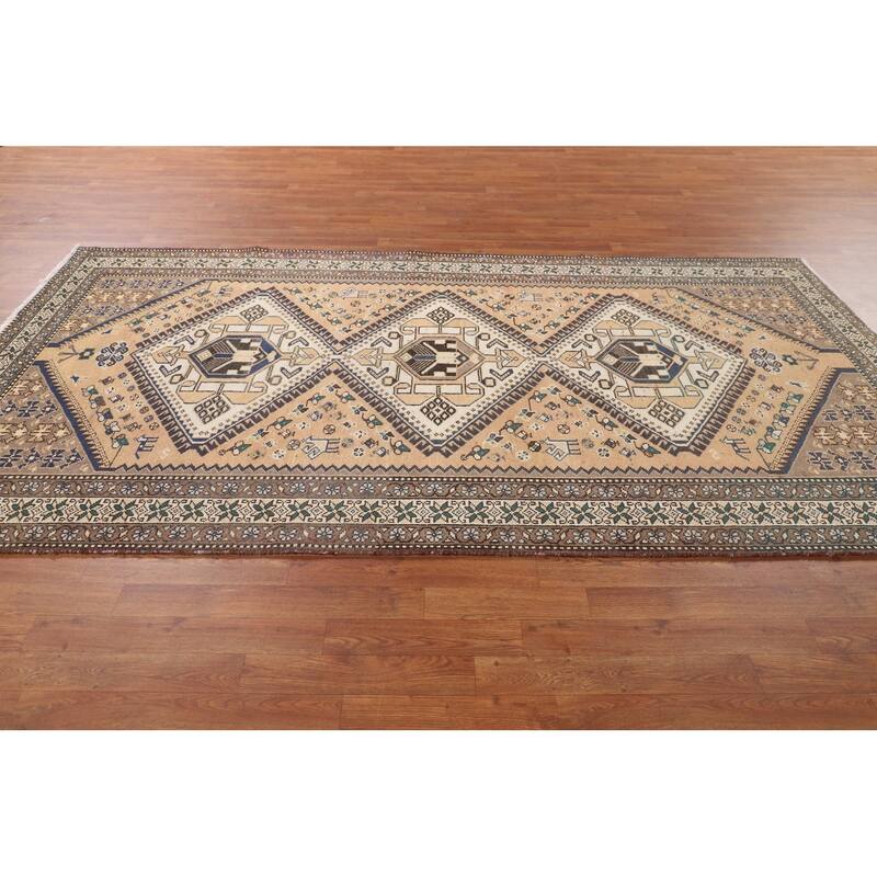Tribal Geometric Bakhtiari Persian Vintage Rug Handmade Wool Carpet - 5'3" x 9'10"