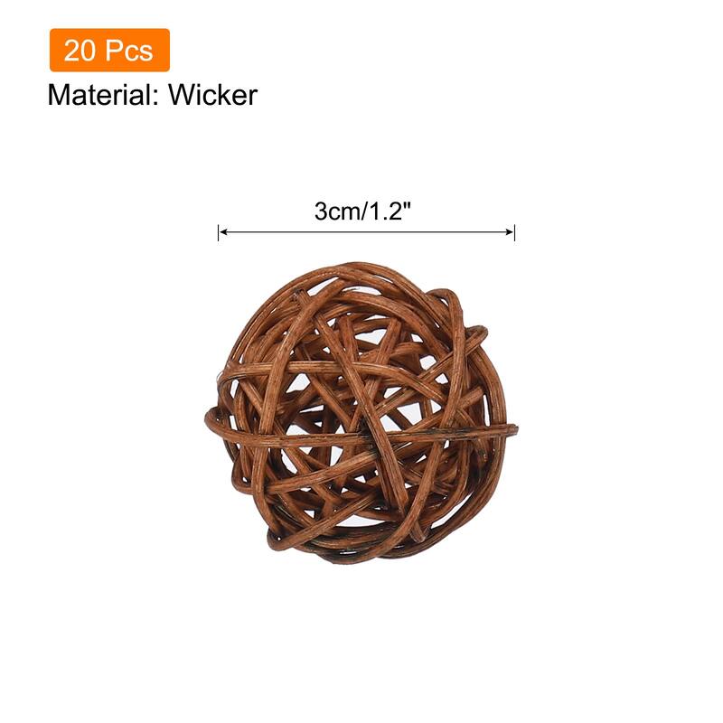 20 Pcs Wicker Rattan Balls 1.2In for Vase Fillers Party Decorative - Brown