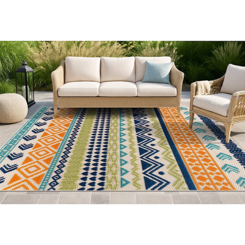 Ronda Contemporary Bohemian Indoor/Outdoor Area Rug - 5'x7'