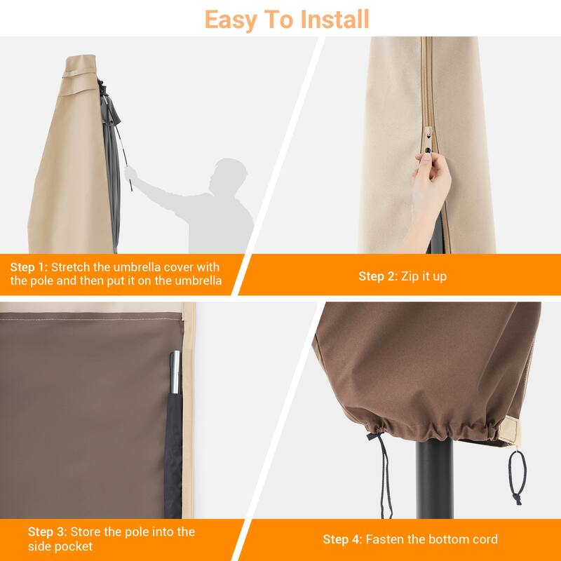 LIVOOSUN Patio Offset Umbrella Covers 600D Waterproof, Fits 8ft-11ft