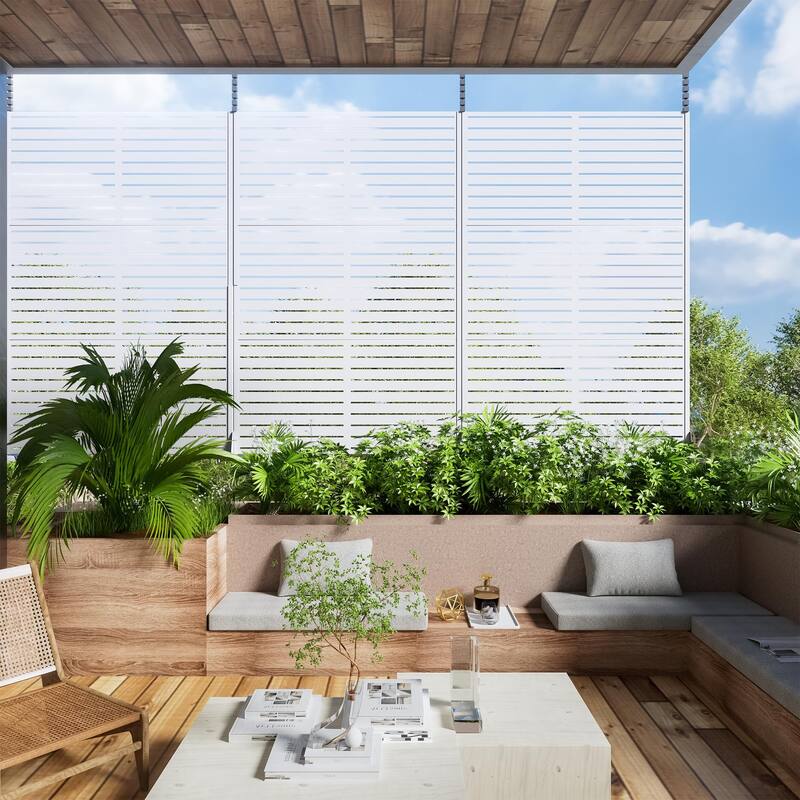 6 ft. H x 4 ft. Metal Privacy Screen Free Standing - 72*47 - White