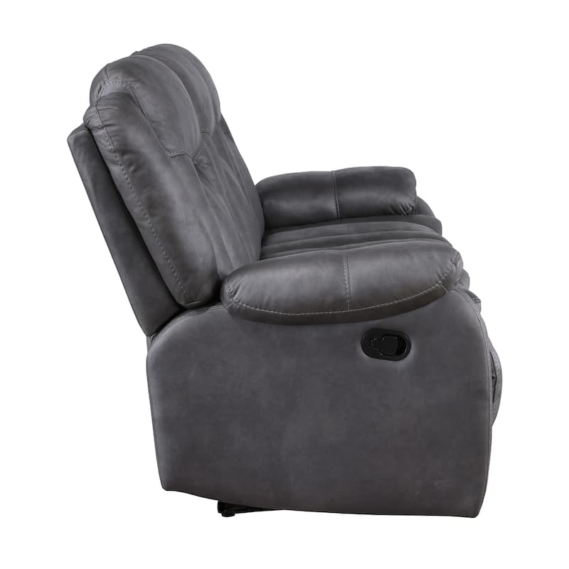 Olaf Dual Manual Recliner Sofa, Dark Gray Faux Leather 88 Inch