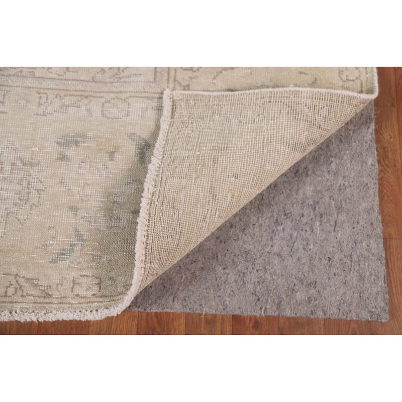 Hand Knotted Oriental 100% Wool Carpet Traditional Floral Beige & Ivories Tabriz Area Rug - 12' 5'' X 8' 10''