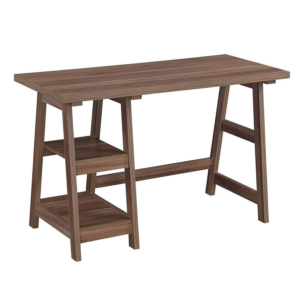 Trestle Desk - 47" x 20" - 29.5" - 2 Shelves - Computer Desk