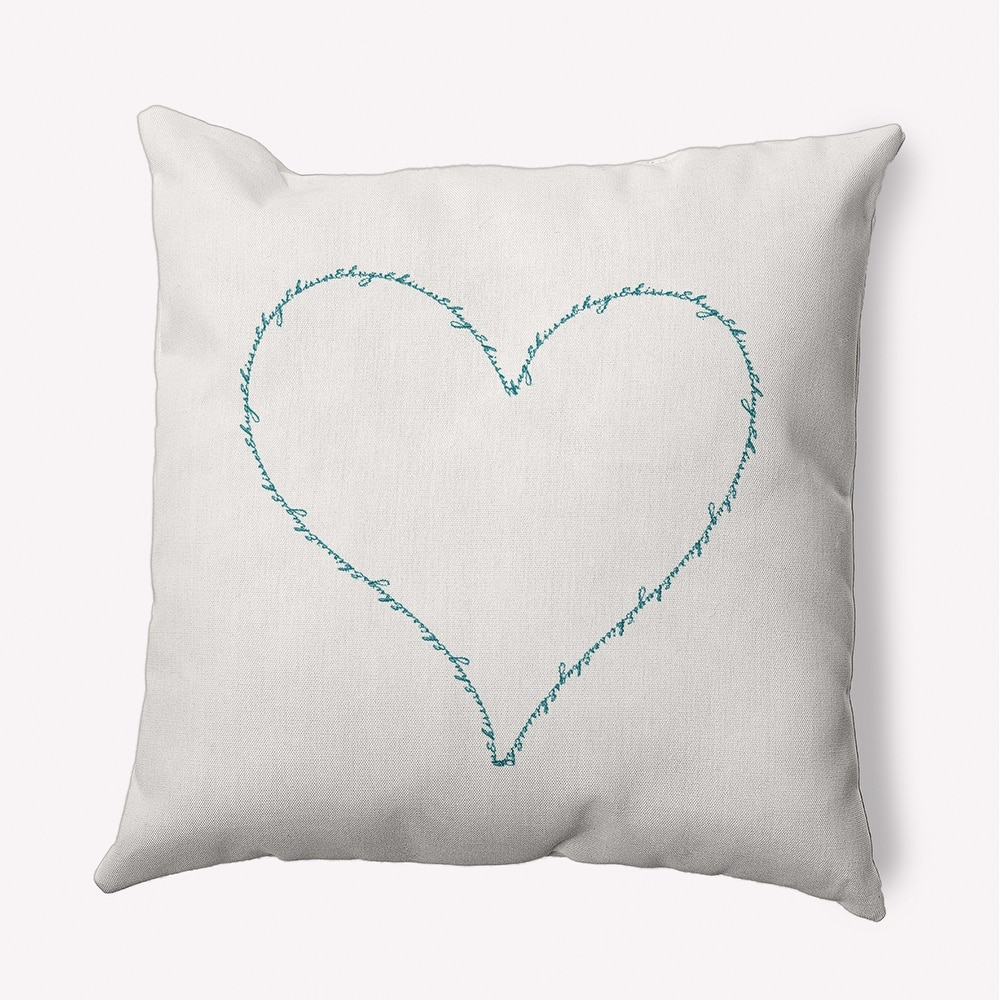 Hugs and Kisses Heart Valentine's Day Decorative Indoor/Outdoor Pillow