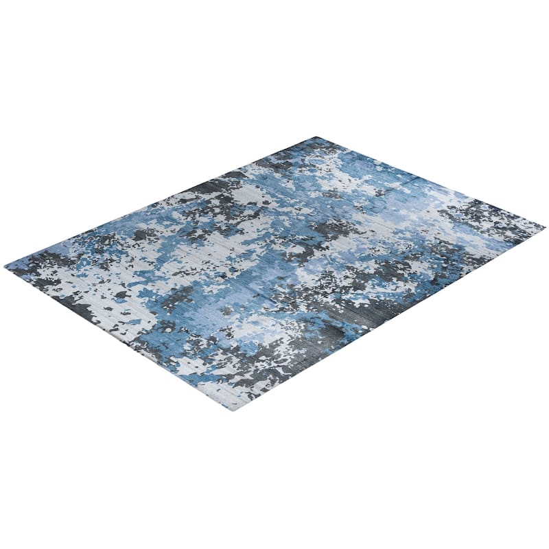 Modern One-of-a-Kind Hand-Knotted Area Rug - Gray, 9' 1" x 12' 1" - 9' 1" x 12' 1"