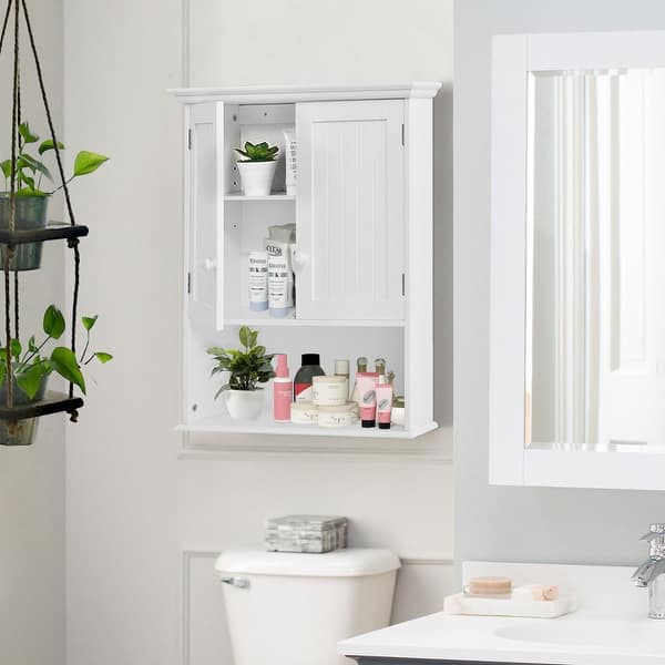 Shop Costway Wall Mount Bathroom Cabinet Storage Organizer