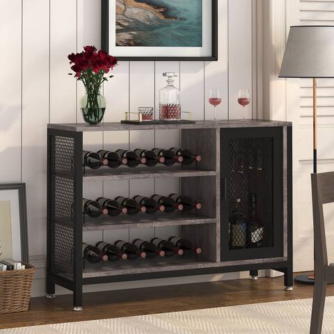 18-Bottles Bar Cabinet for Liquor and Glasses - 43.3W x 13.77D x 29.52H